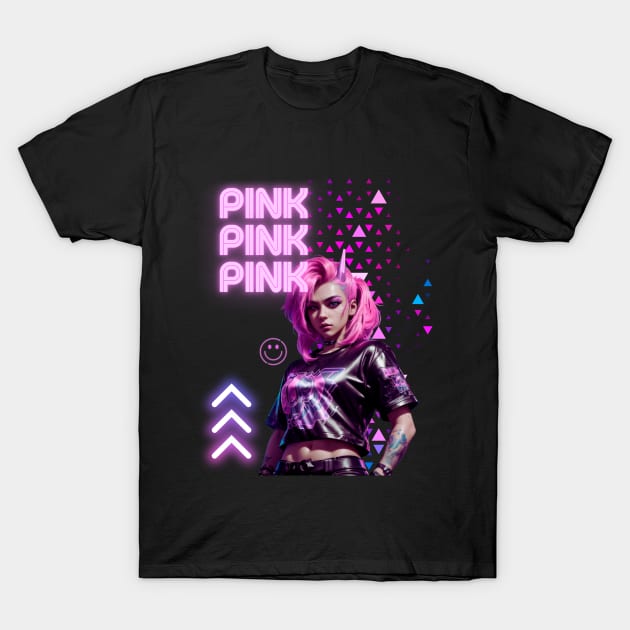 Style Revolution: Cyberpunk 3D Video Game Chic – Pink Tee Edition! T-Shirt by Cery & Joe New Style